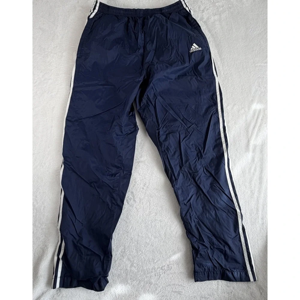 VTG Adidas Pants Mens Sz M Blue‎ Tear Away Baggy Track Lined Windbreaker 90s Y2K